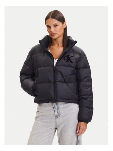 Calvin Klein Jeans Пухено яке Graphic Logo LV047D503G Черен Regular Fit