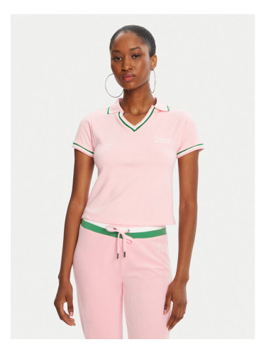 Juicy Couture Тениска с яка и копчета JCWCT225355 Розов Regular Fit