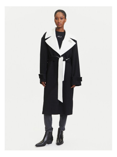 KARL LAGERFELD Вълнено палто A3W15010 Черен Regular Fit