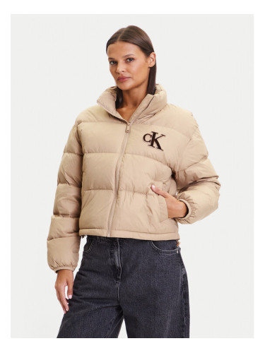 Calvin Klein Jeans Пухено яке Graphic Logo LV047D503G Бежов Regular Fit