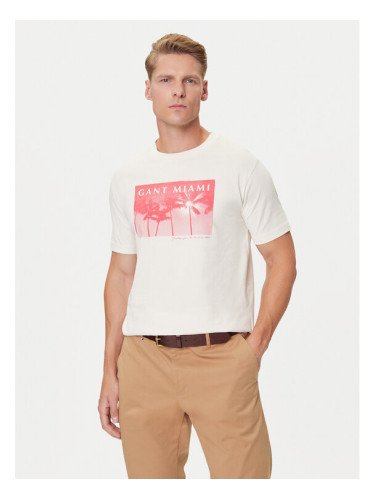 Gant Тишърт 2003342 Екрю Regular Fit