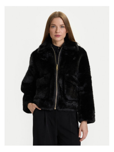 Rinascimento Кожено палто CFC0122227003 Черен Regular Fit