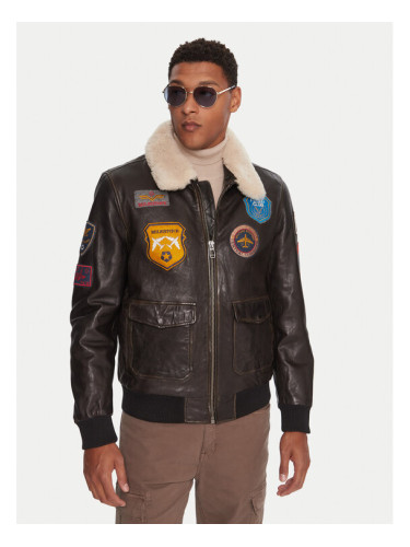 Milestone Кожено яке MSMatti 531070 60400 Черен Regular Fit