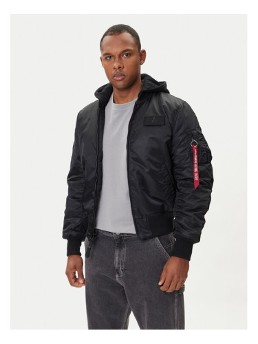 Alpha Industries Яке бомбър MA-1 Zip Hood Back Print 128113 Черен Regular Fit