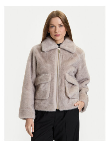 Rinascimento Кожено палто CFC0122227003 Сив Regular Fit