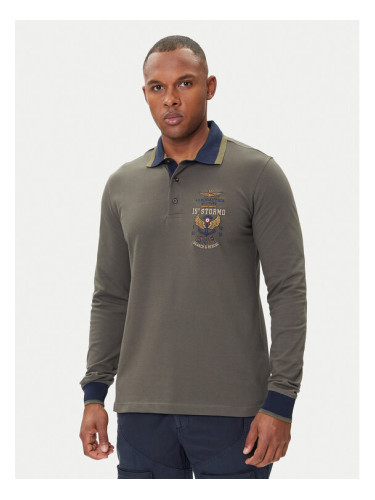 Aeronautica Militare Тениска с яка и копчета 252PO1896UP00173 Сив Regular Fit