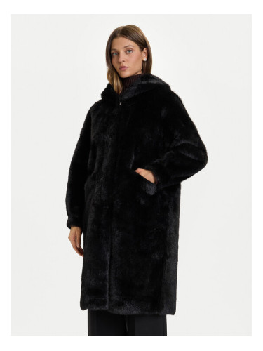 Rinascimento Кожено палто CFC0122225003 Черен Regular Fit