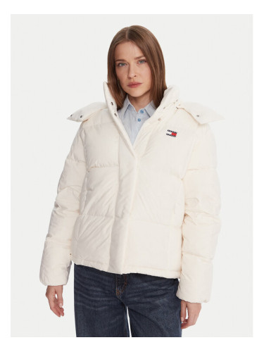Tommy Jeans Пухено яке Alaska DW0DW21623 Екрю Relaxed Fit