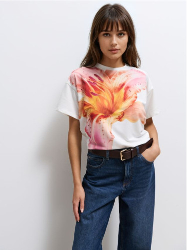 Mohito - Тениска с щампа - бяло