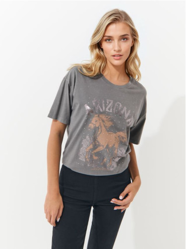 Mohito - Тениска с щампа - сиво