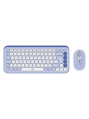  Комплект клавиатура и мишка Logitech - POP ICON COMBO, безжичен, Lilac &amp; Off White