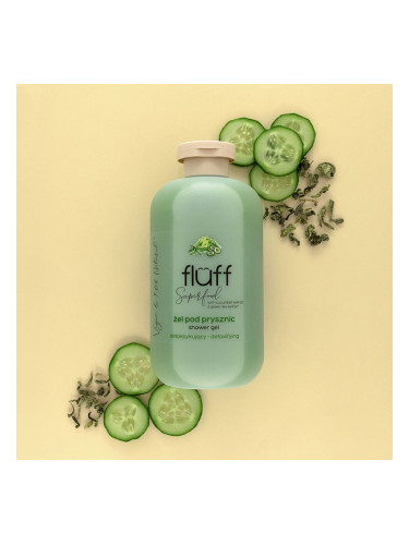 Детоксикиращ душ гел с аромат на краставица и зелен чай FLUFF Detoxifying Shower Gel