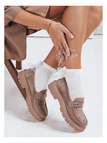 Дамски велурени мокасини в бежов цвят