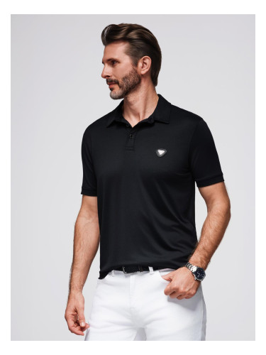 Ombre Stylish men's stretch fabric polo shirt - black