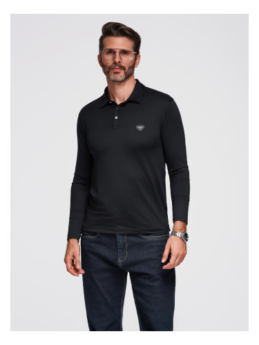 Ombre Polo long sleeve shirt with elegant branded buttons - black