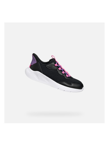 Black Girls Geox Sprintye Fast In Sneakers - Girls