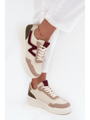 Boto Дамски обувки на платформа с златисти вложки Бежови Zalvra