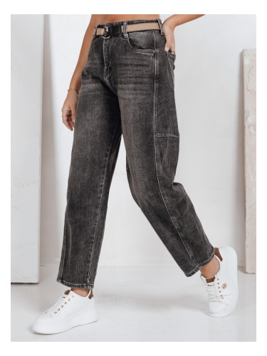 Дамски черни дънки с широки крачоли