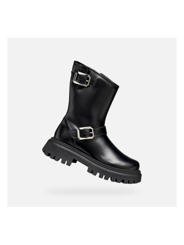 Black Girls Ankle Boots Geox Maquinnens - Girls