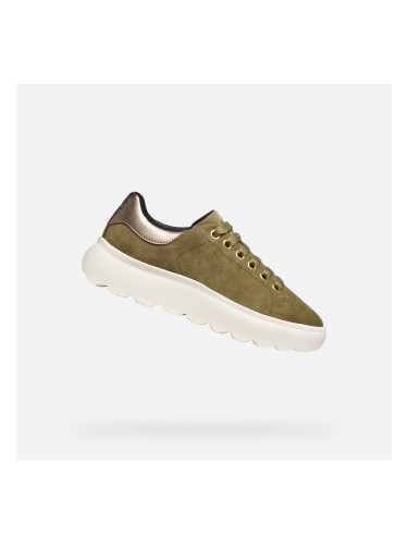 Khaki Women's Geox Spherica EC4.1 Sneakers - Women's