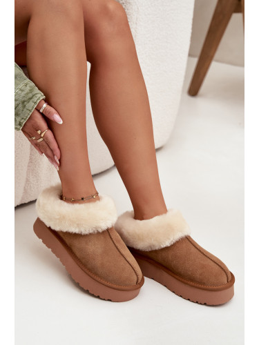 Boto Кожени Зимни Обувки За Жени От Зебра Със Пухкаво Вътрешно Облекло Camel Mivelle