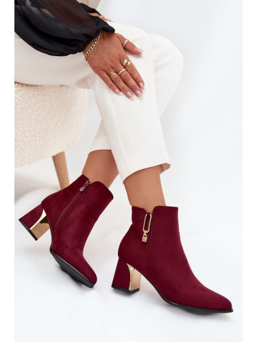 Boto Дамски боти на висок ток с златисти детайли бордовие Каливра