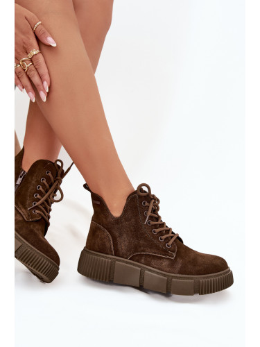 BIG STAR SHOES Кожени ниски дамски боти на платформа Big Star