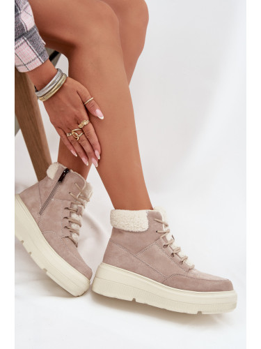 Кожени зимни обувки за жени с пухкава подплата на платформа Vinceza