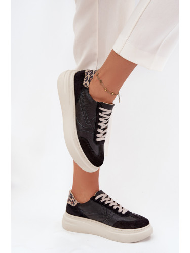 Кожени дамски маратонки на платформа Пантерка Zazoo