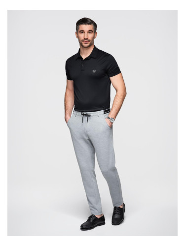 Ombre Men's knitted pants with elastic waistband - light grey