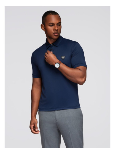Ombre Stylish men's stretch fabric polo shirt - navy blue