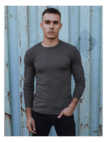 Класически мъжки пуловер, тъмносив