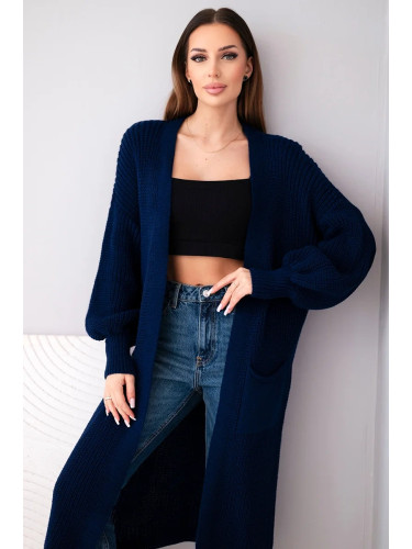 Kesi Włoski Long cardigan light navy blue