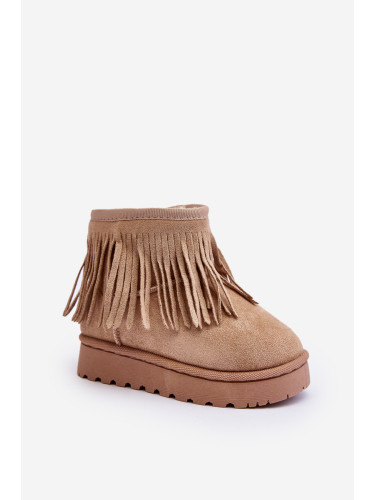 Boto Обувки за сняг с поларена подплата и декоративни ресни за деца Бежово Nimia'