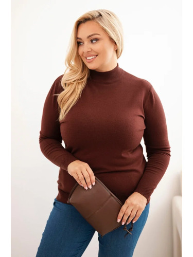 Kesi Włoski Women's Plus Size sweater made of viscose with a turtleneck brown