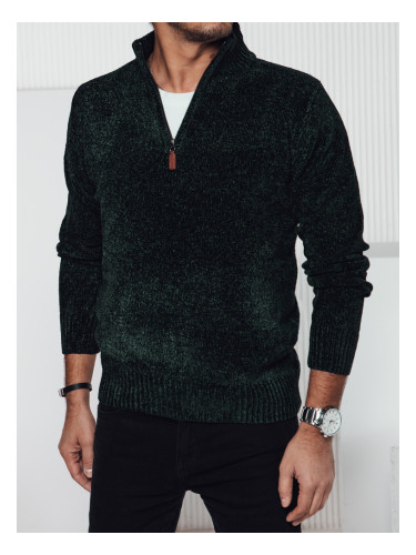 Мъжки зелен пуловер с цип