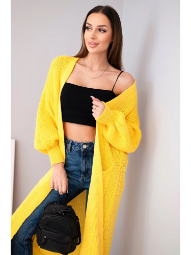 Kesi Włoski Long cardigan sweater dark yellow