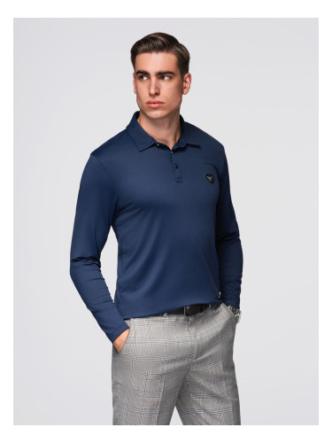 Ombre Polo long sleeve shirt with elegant branded buttons - navy blue