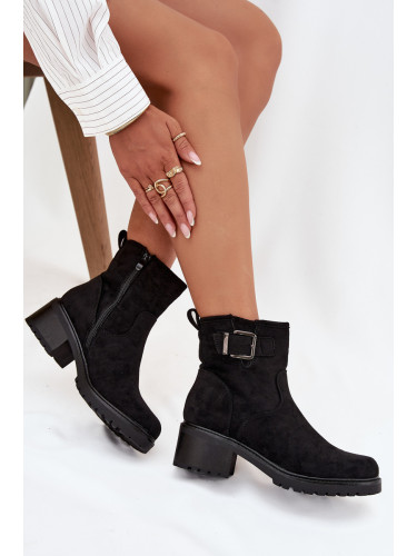 Boto Отоплявани дамски боти с нисък ток блок с щипка черни Helvina