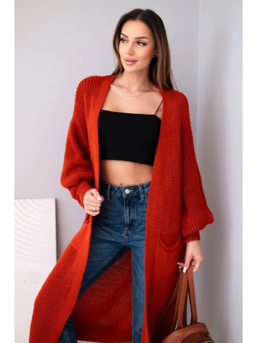 Kesi Włoski Long cardigan sweater red