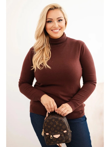 Kesi Włoski Plus Size women's sweater in a classic cut brown