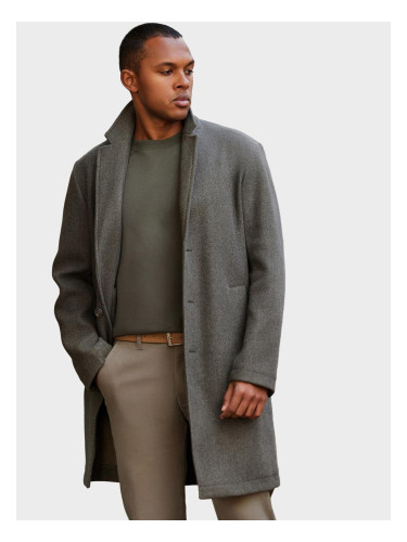 Ombre Men's lightweight single-breasted coat - graphite-khaki