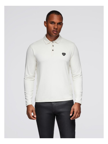 Ombre Long sleeve polo shirt with elegant branded buttons - cream