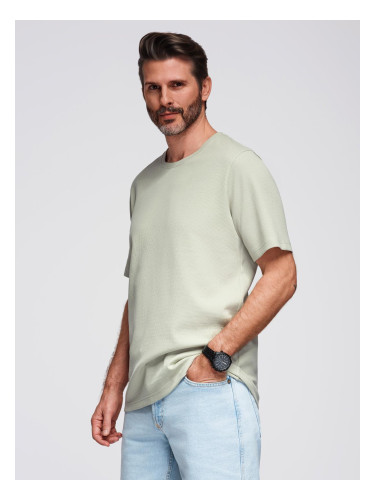 Ombre Men's waffle-textured T-shirt with round neckline - pistachio