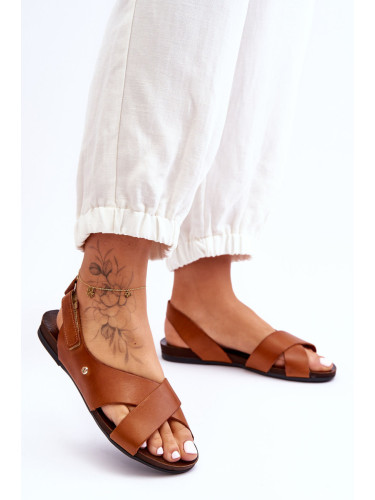 Zazoo Велкро кожени сандали Кафяви Адисън