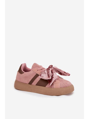 Boto Дамски маратонки с кадифено панделка розови Ashlyn