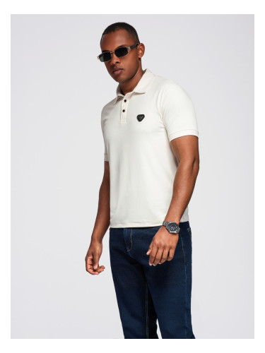 Ombre Men's stylish stretch fabric polo shirt - cream