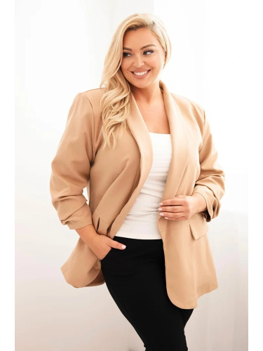 Kesi Włoski Elegant Plus Size women's blazer camel