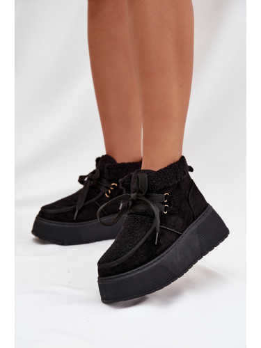 Boto Дамски зимни обувки на платформа с кожух Черен Florivelle