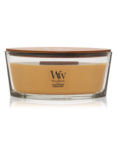 Woodwick Opulent Wood Golden Bourbon ароматна свещ с дървен фитил (hearthwick) 453.6 гр.